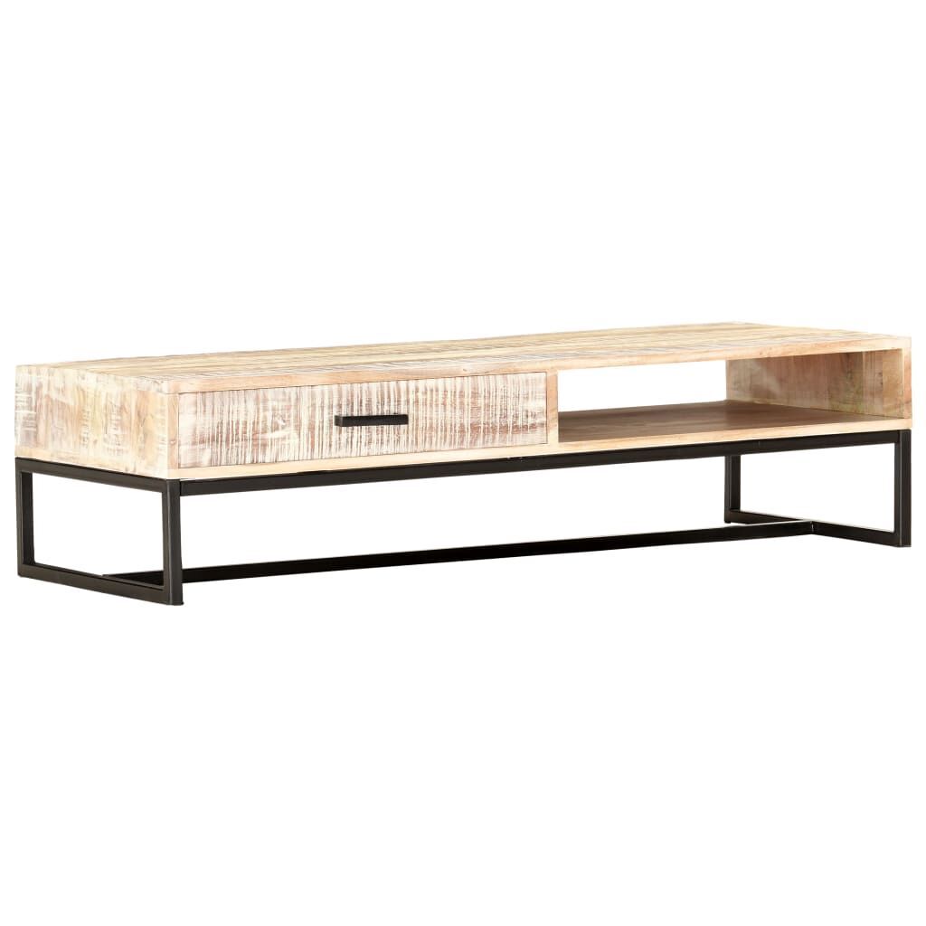 Coffee Table White 117x50x30 cm Solid Acacia Wood Price