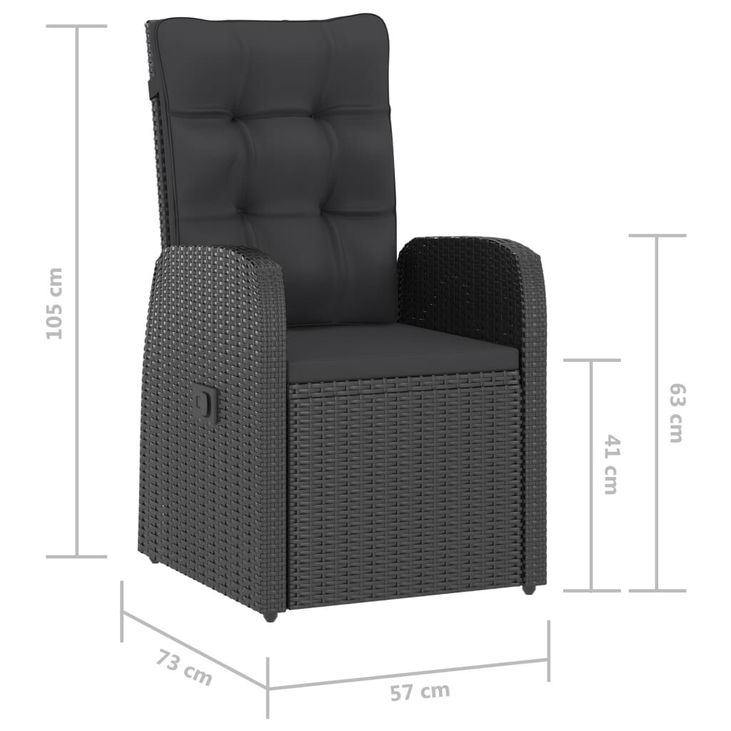 5 Piece Outdoor Dining Set with Cushions Poly Rattan Black Price