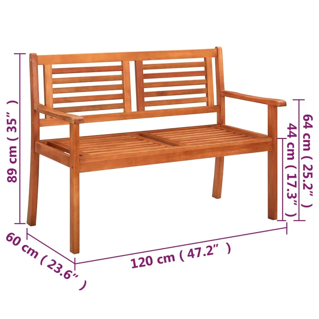2-Seater Garden Bench with Cushion 120 cm Solid Eucalyptus Wood Price