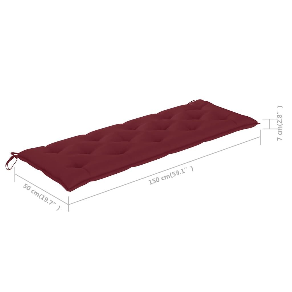 3-Seater Garden Bench with Cushion 150 cm Solid Eucalyptus Wood Price
