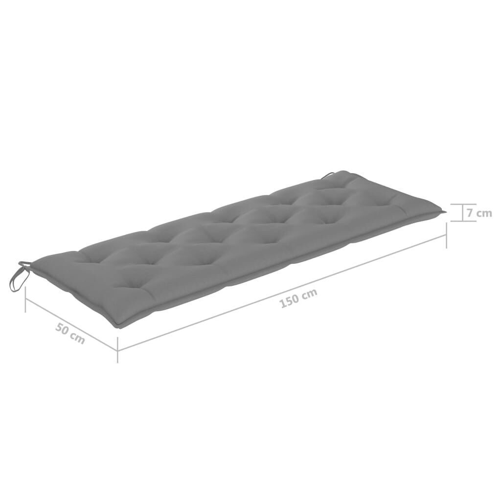 3-Seater Garden Bench with Cushion 150 cm Grey Eucalyptus Wood Price