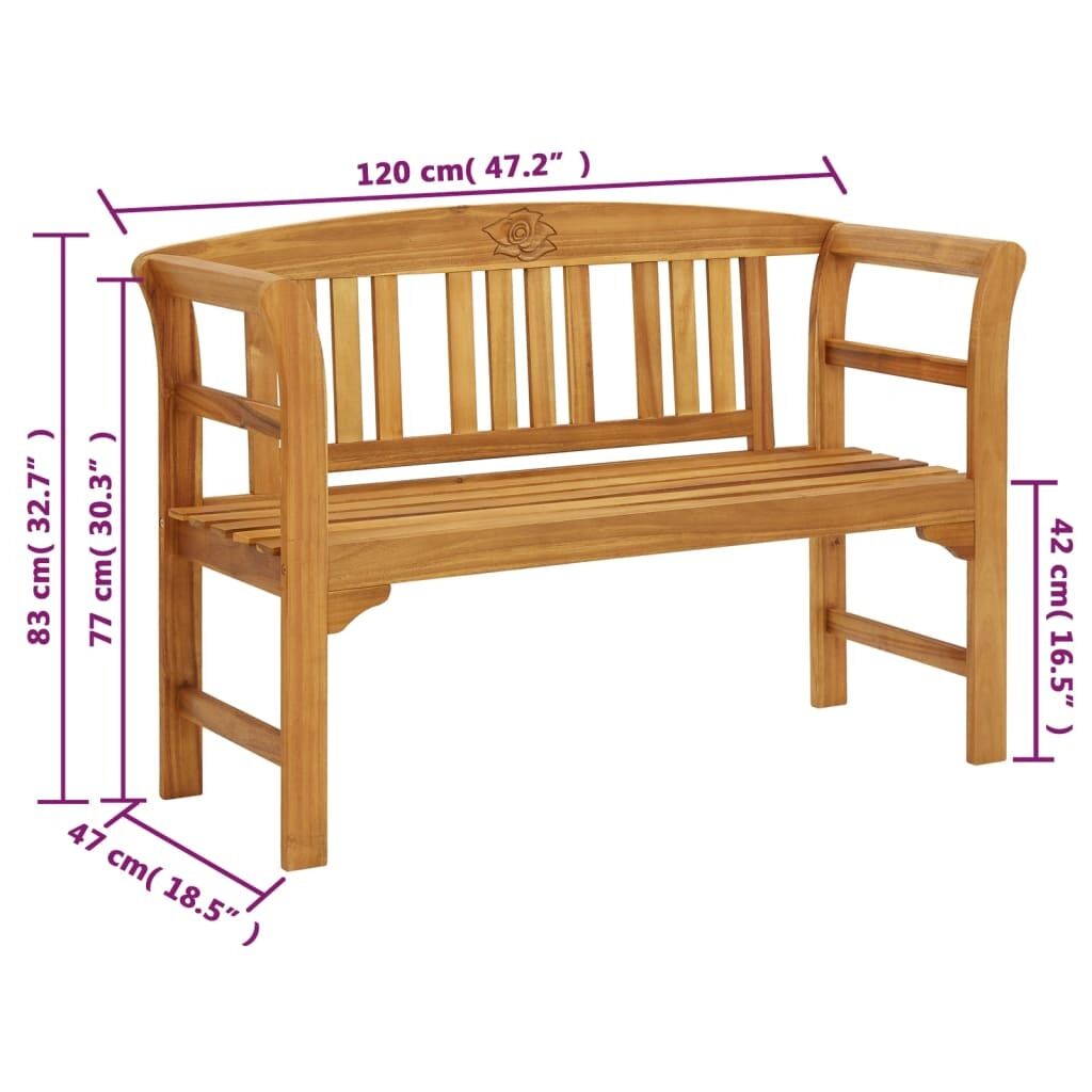 Garden Bench with Cushion 120 cm Solid Acacia Wood Price
