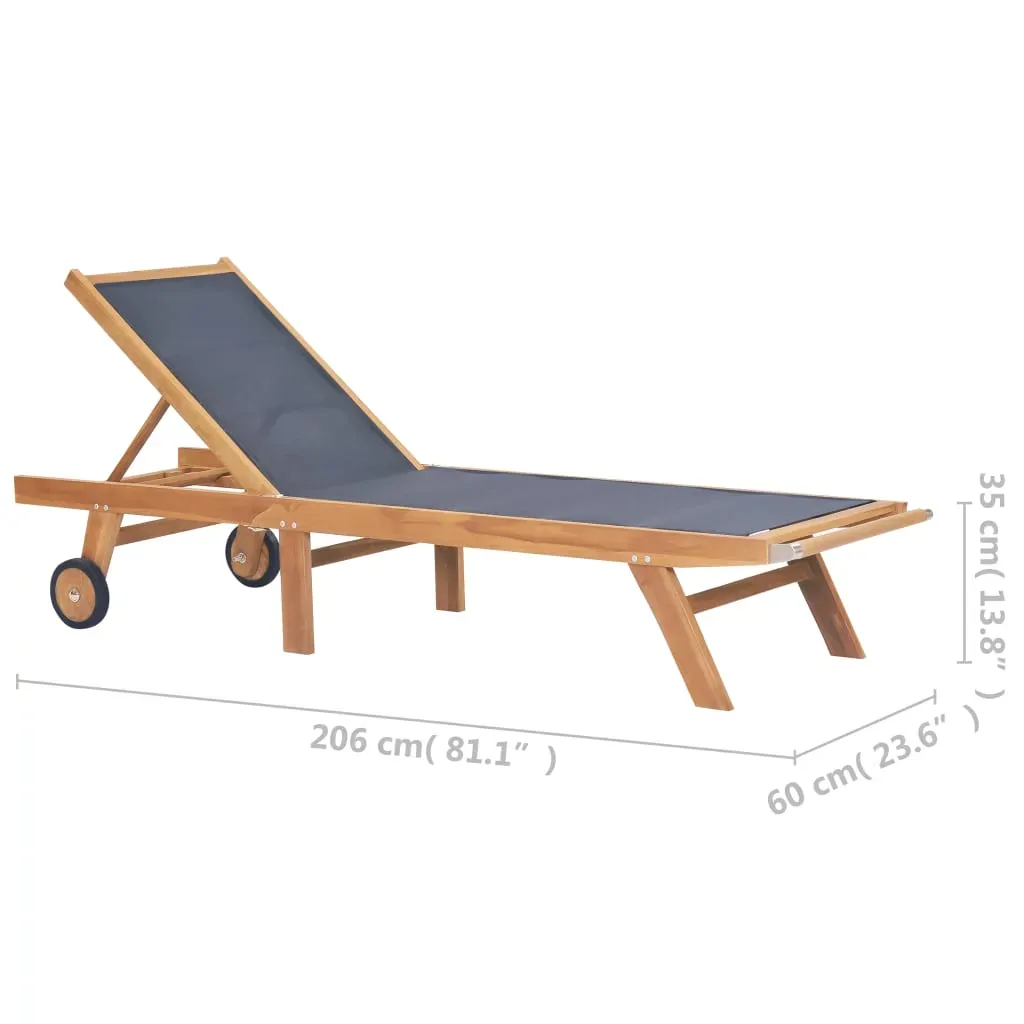 Folding Sun Loungers with Wheels 2 pcs Solid Teak and Textilene Price