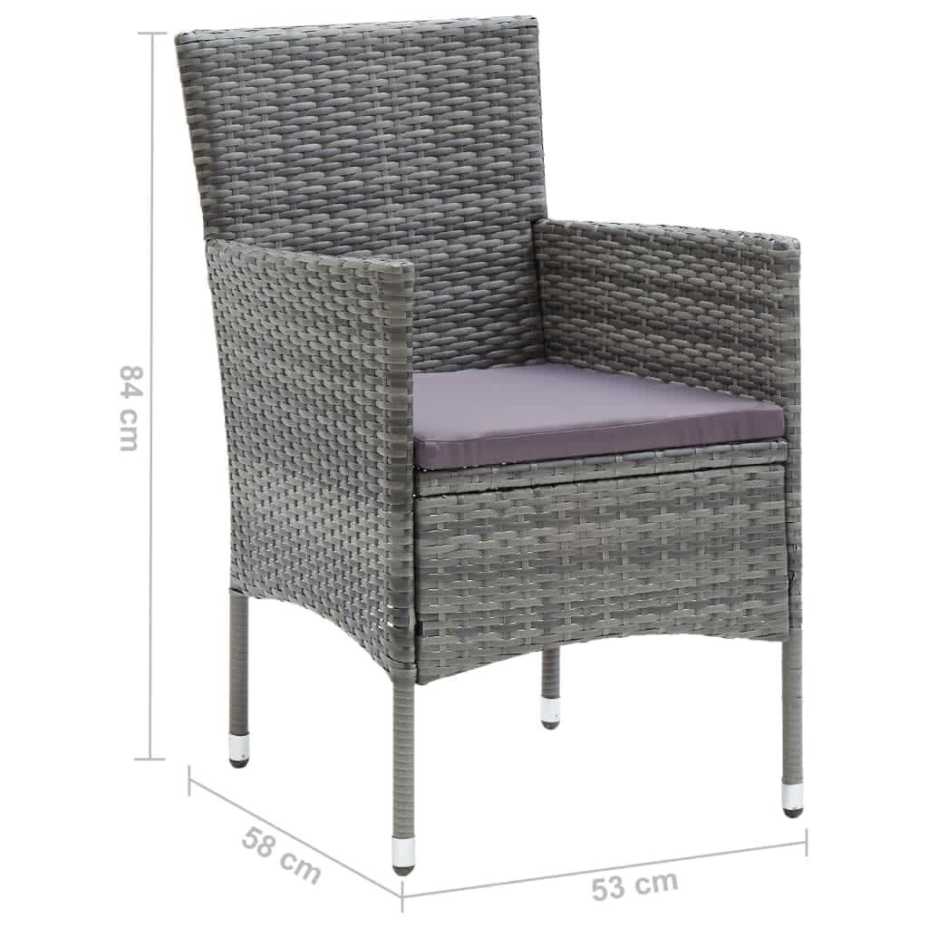 7 Piece Garden Dining Set with Cushions Poly Rattan Grey Price
