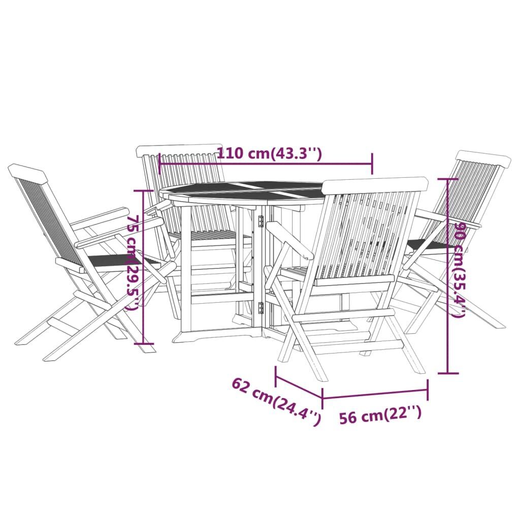 5 Piece Folding Outdoor Dining Set Solid Wood Teak Price
