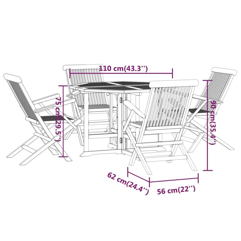 5 Piece Folding Outdoor Dining Set Solid Wood Teak Price