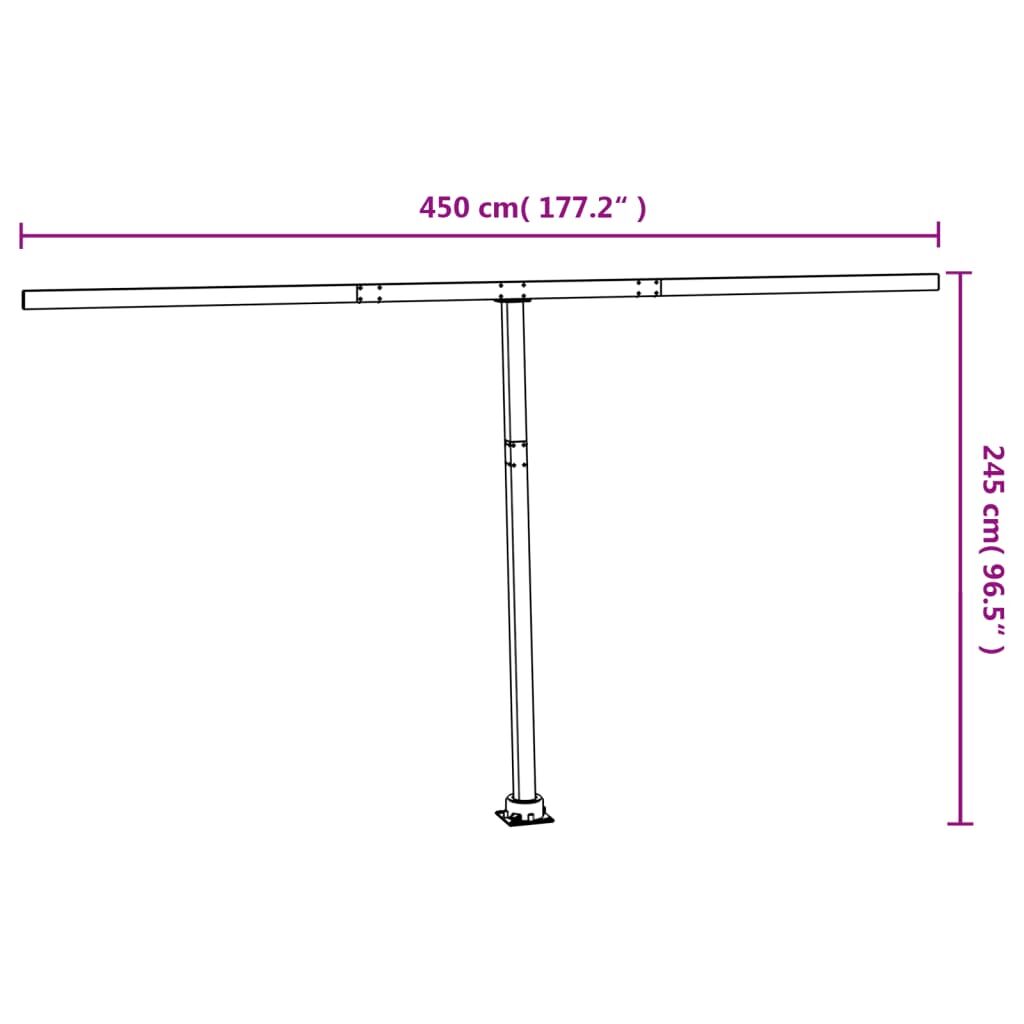 Awning Post Set White 450x245 cm Iron Price