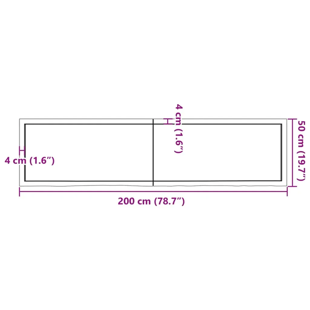 Bathroom Countertop Light Brown 200x50x4 cm Treated Solid Wood Price