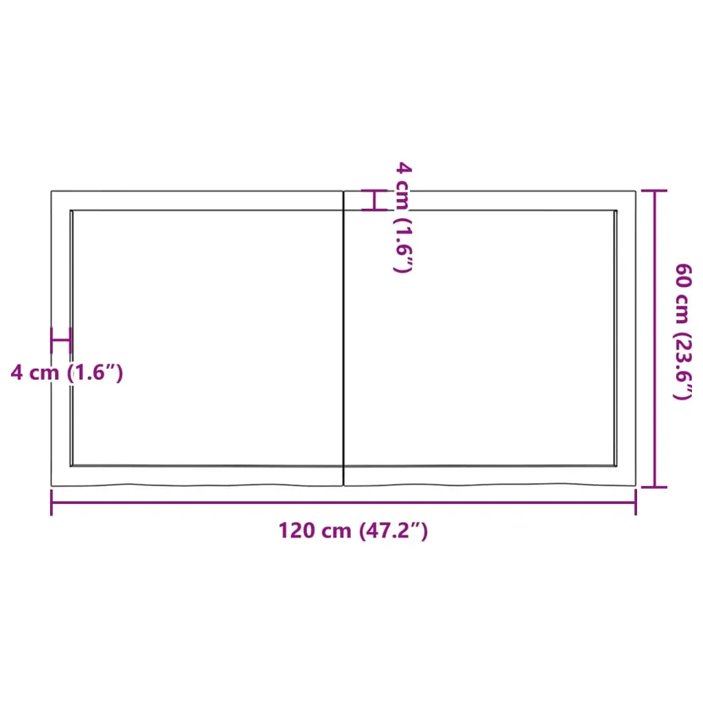 Table Top Dark Brown 120x60x6 cm Treated Solid Wood Oak Price