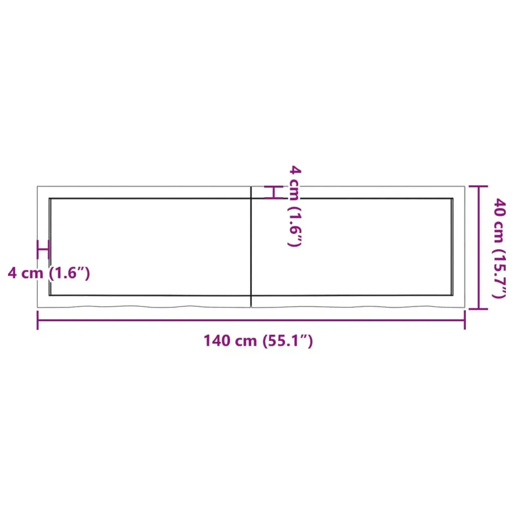 Table Top Dark Brown 140x40x4 cm Treated Solid Wood Oak Price