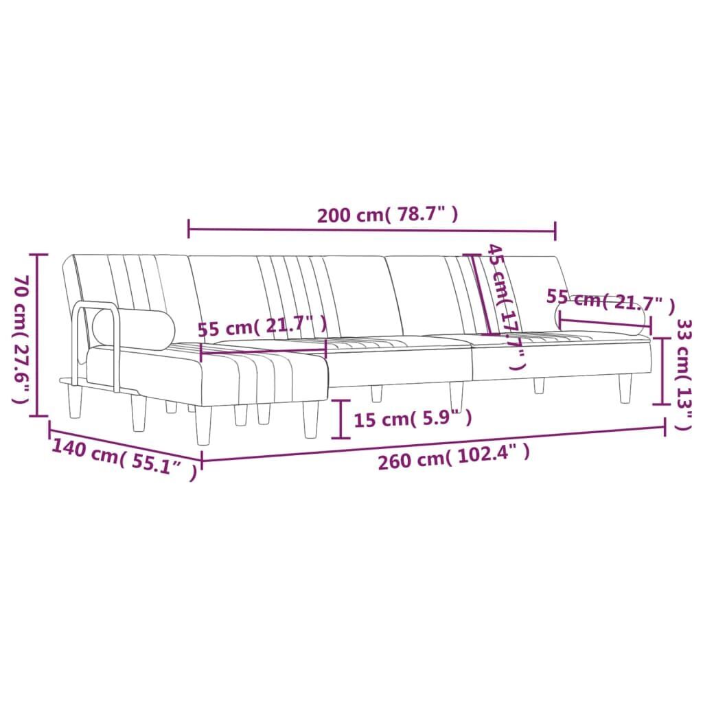 L-shaped Sofa Bed Black 260x140x70 cm Velvet Price