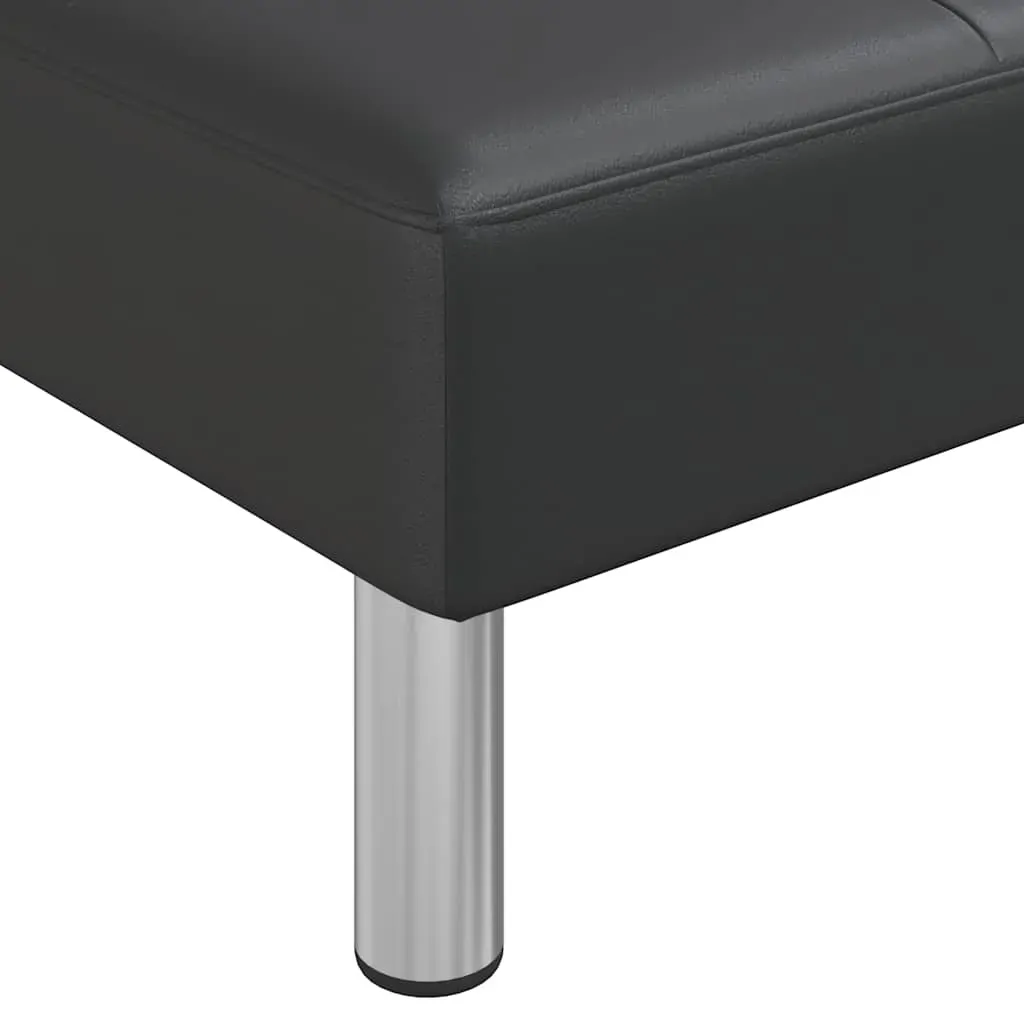 L-shaped Sofa Bed Black 255x140x70 cm Faux Leather Price