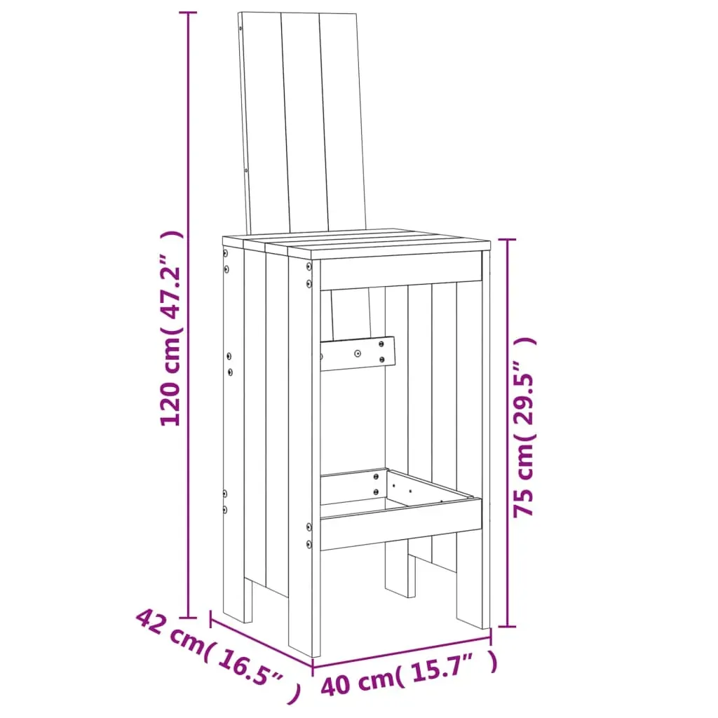 7 Piece Garden Bar Set White Solid Wood Pine Price