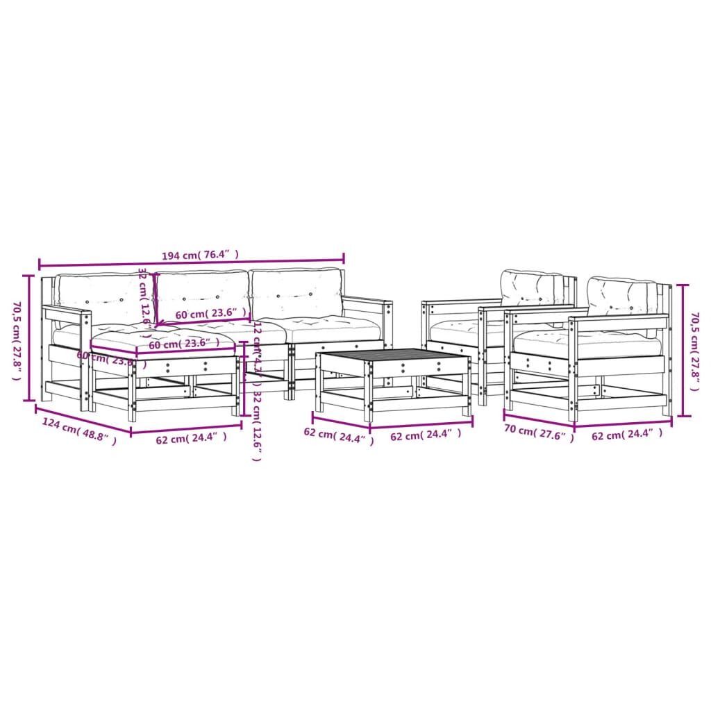 7 Piece Garden Lounge Set with Cushions Solid Wood Price