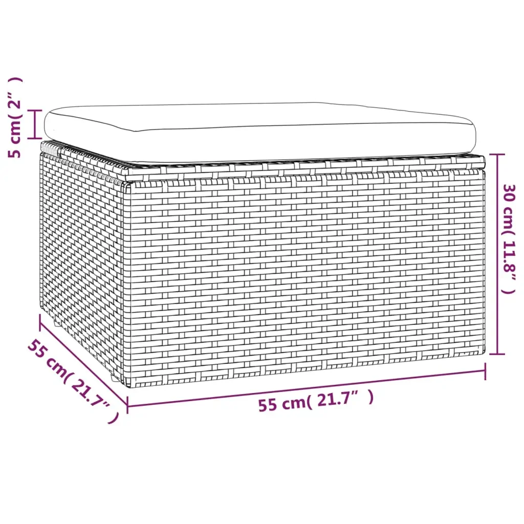 Garden Footrest with Cushion Grey 55x55x30 cm Poly Rattan Price
