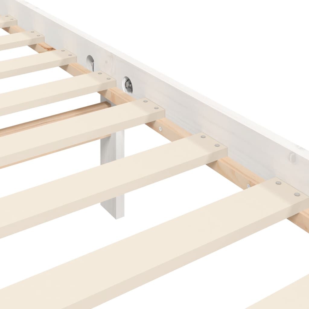 Bed Frame without Mattress White 135x190 cm Solid Wood Pine Price