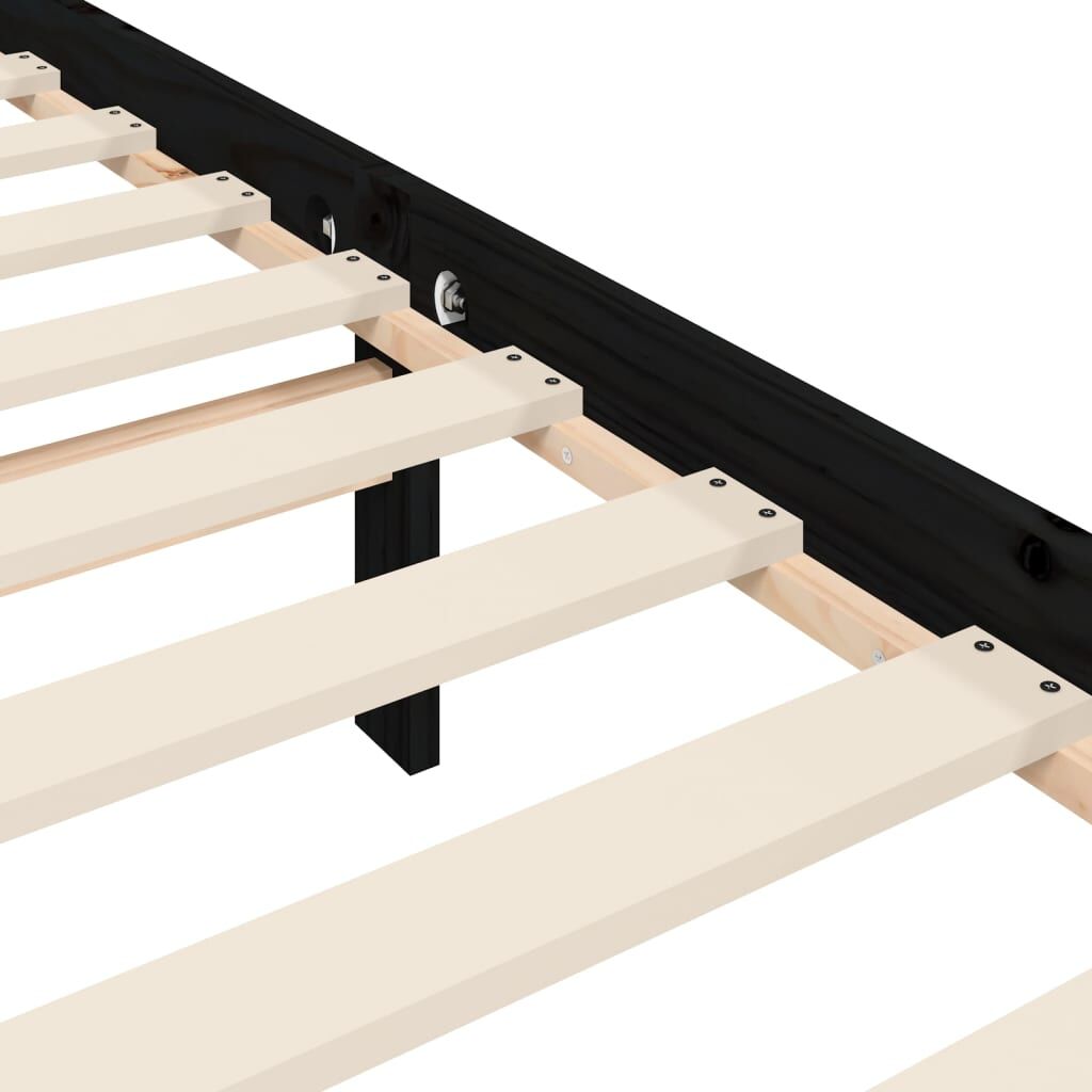 Bed Frame without Mattress Black 183x203 cm King Solid Wood Pine Price