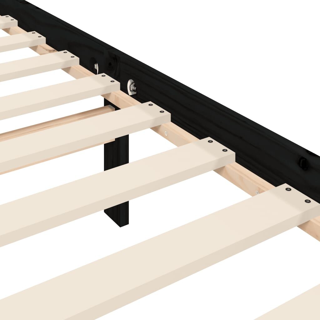 Bed Frame without Mattress Black 183x203 cm King Solid Wood Pine Price
