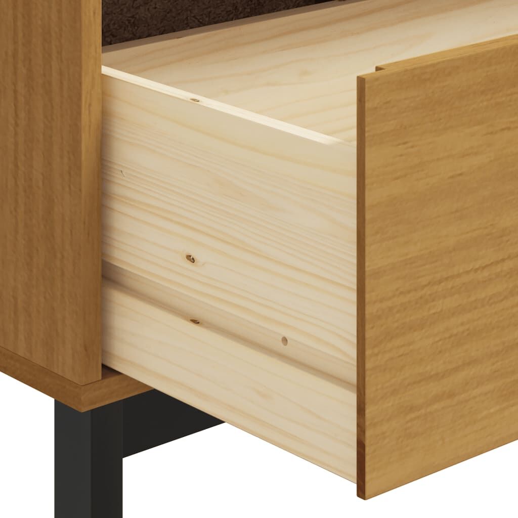 Highboard with Glass Doors FLAM 80x40x180 cm Solid Wood Pine Price