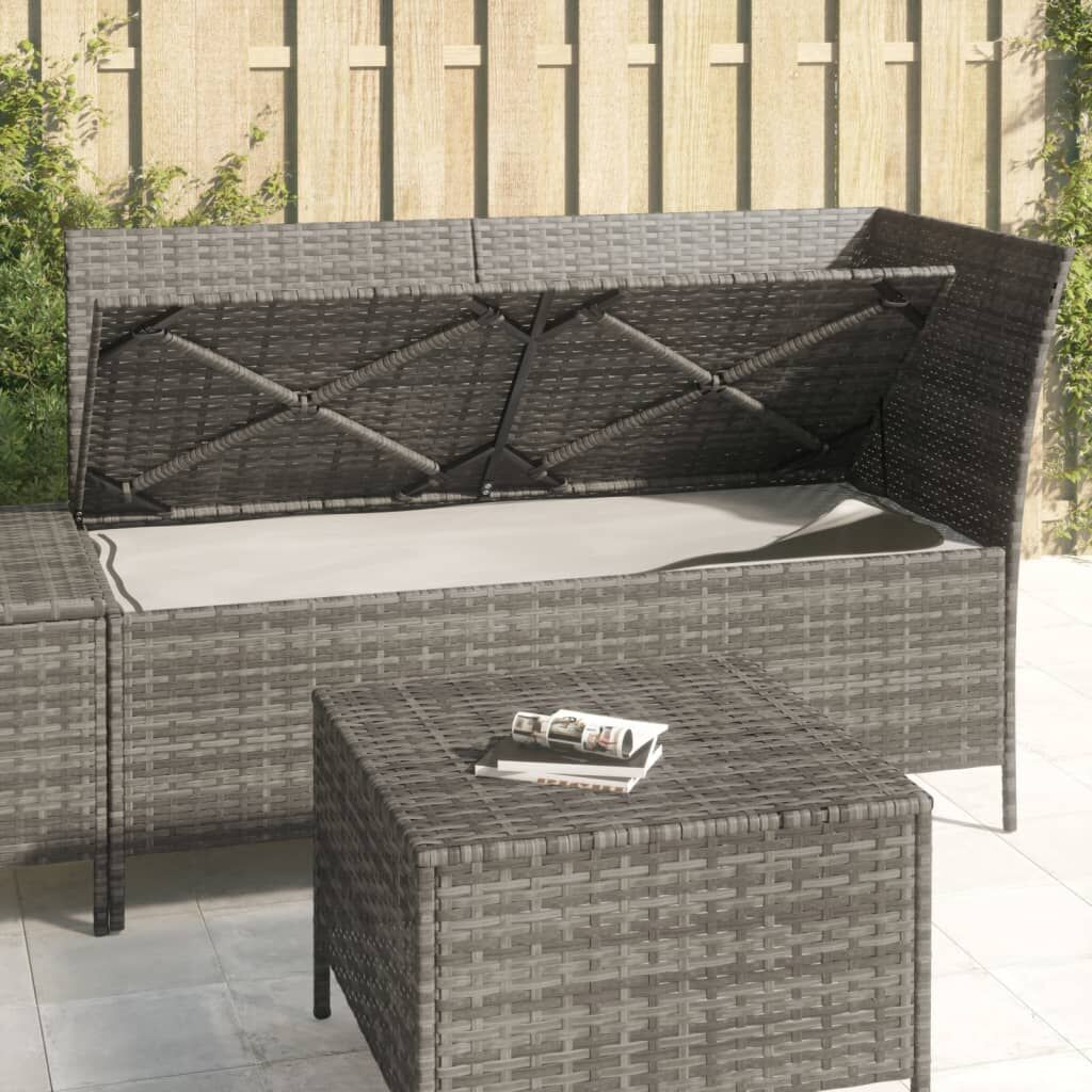 3 Piece Garden Lounge Set with Cushions Grey Poly Rattan Price
