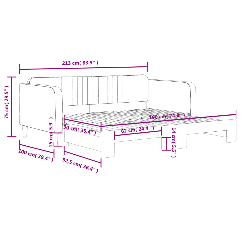 Daybed with Trundle without Mattress Light Grey 90x190 cm Price