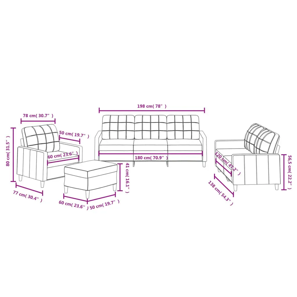 4 Piece Sofa Set with Cushions Light Grey Fabric Price