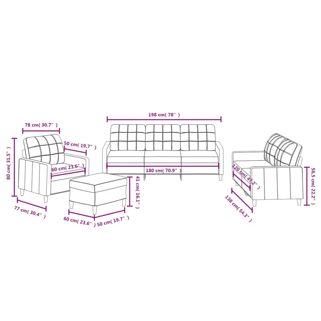 4 Piece Sofa Set with Cushions Dark Grey Fabric Price