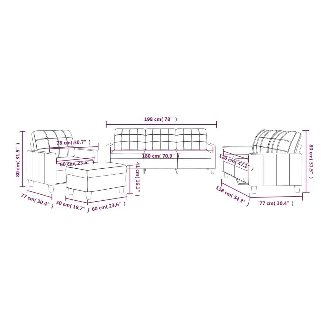 4 Piece Sofa Set with Cushions Cream Faux Leather Price