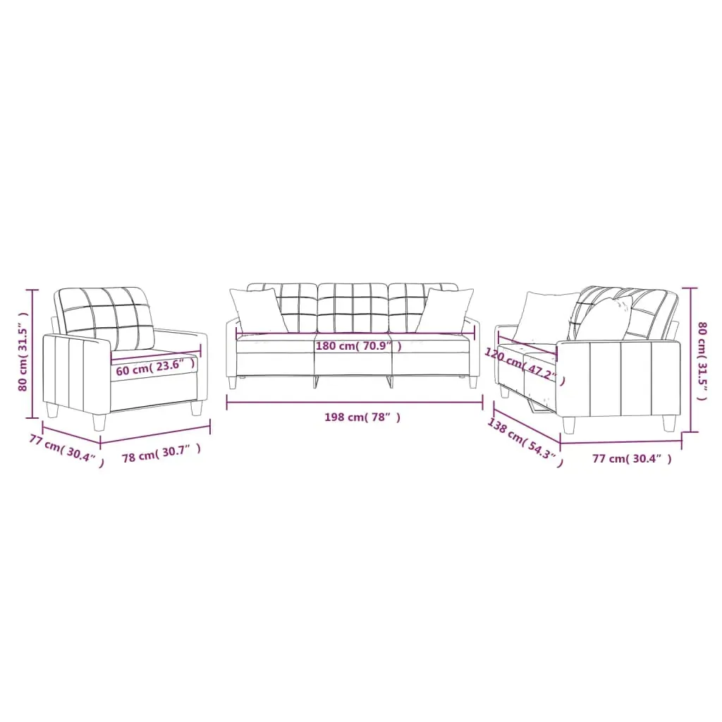 3 Piece Sofa Set with Pillows Cream Faux Leather Price