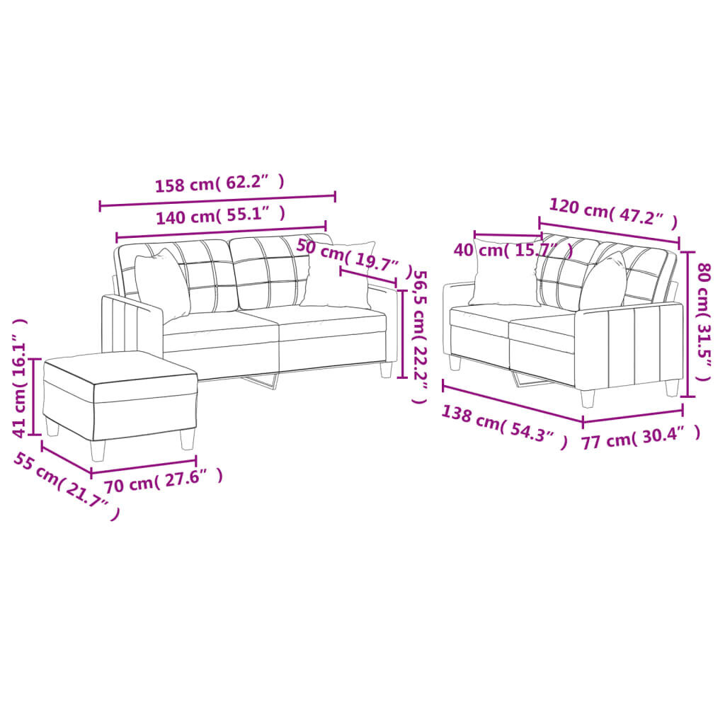 3 Piece Sofa Set with Pillows Grey Faux Leather Price