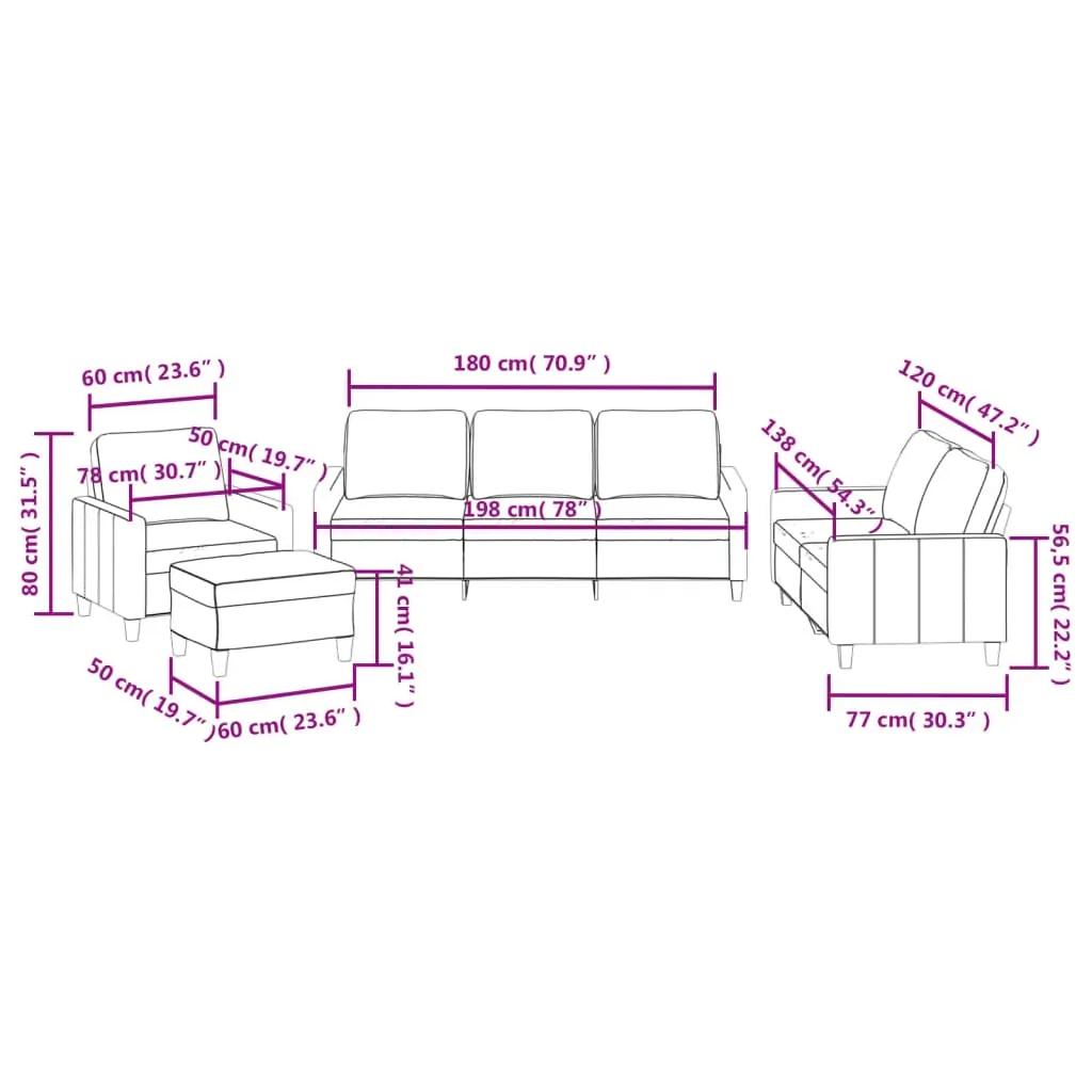 4 Piece Sofa Set with Cushions Cream Faux Leather Price