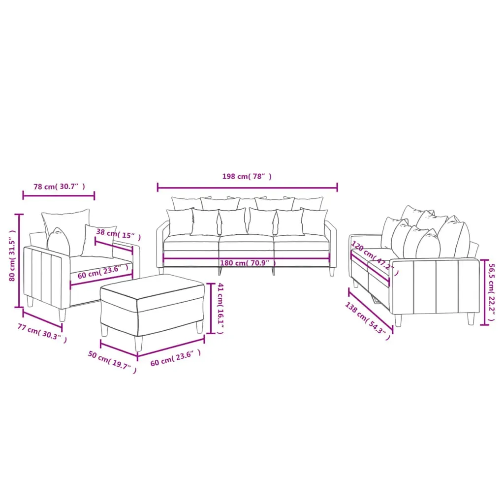 4 Piece Sofa Set with Cushions Light Grey Velvet Price