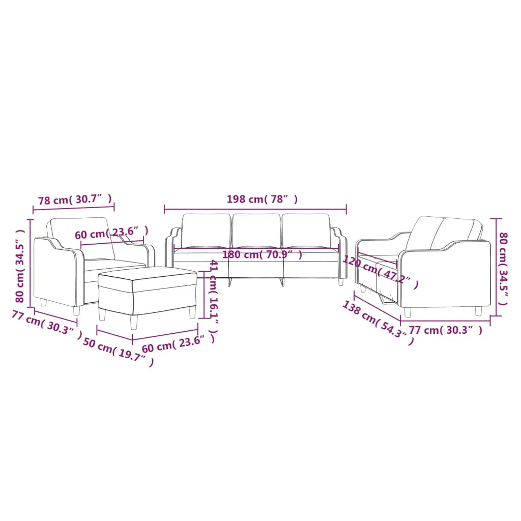 4 Piece Sofa Set with Cushions Dark Grey Fabric Price
