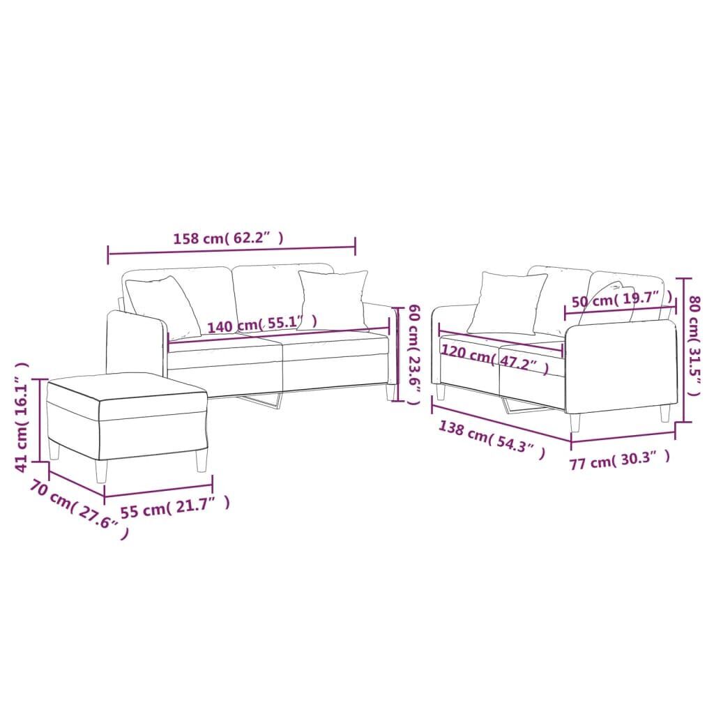 3 Piece Sofa Set with Pillows Dark Grey Fabric Price