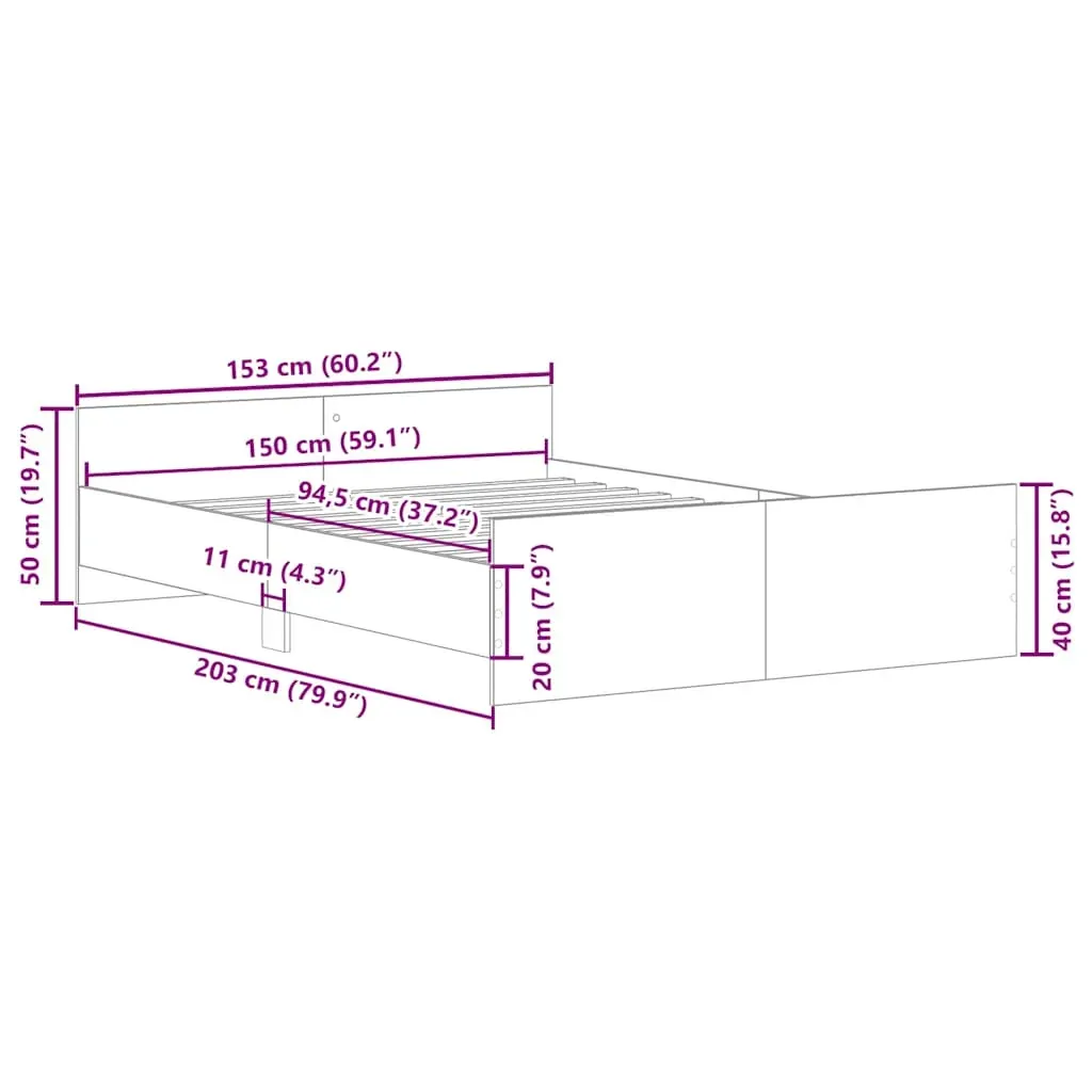 Bed Frame without Mattress Black 150x200 cm Price
