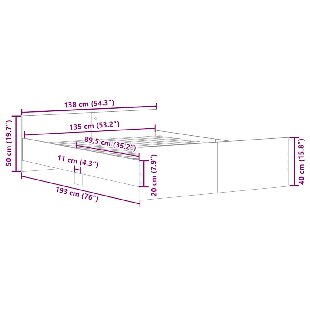 Bed Frame without Mattress White 135x190 cm Price