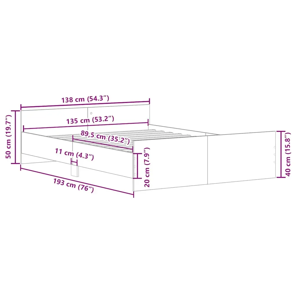 Bed Frame without Mattress Black 135x190 cm Price