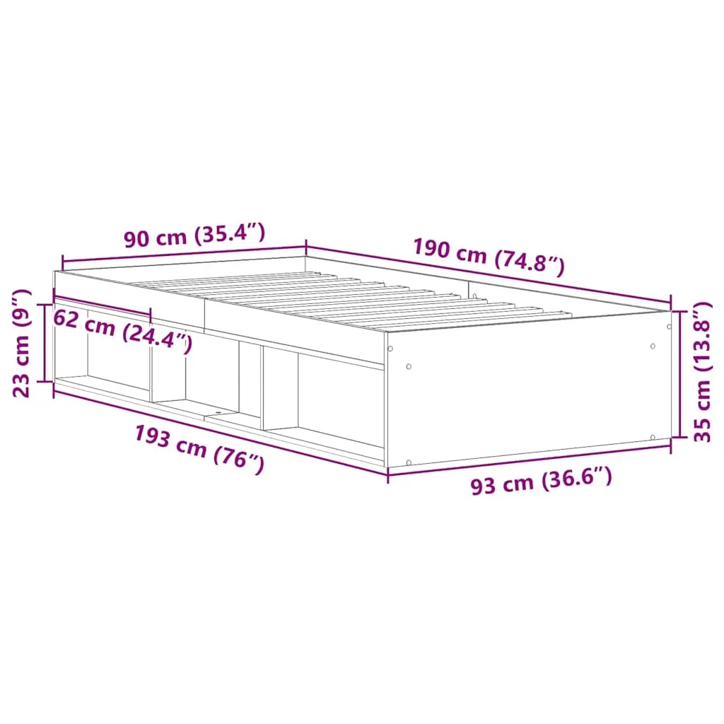 Bed Frame without Mattress Black 90x190 cm Price