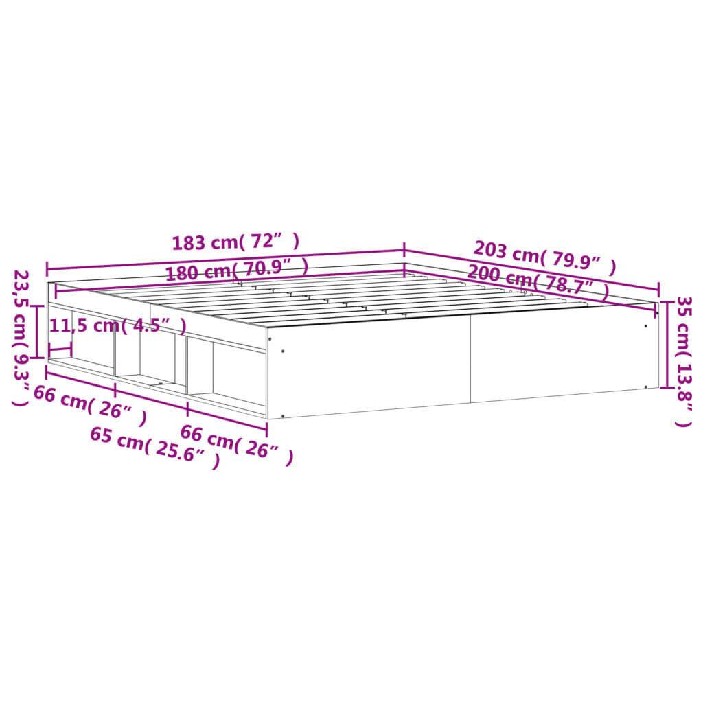 Bed Frame without Mattress Black 183x203 cm King Price