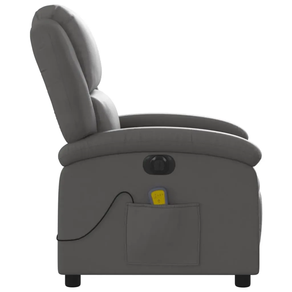 Electric Massage Recliner Chair Grey Real Leather Price