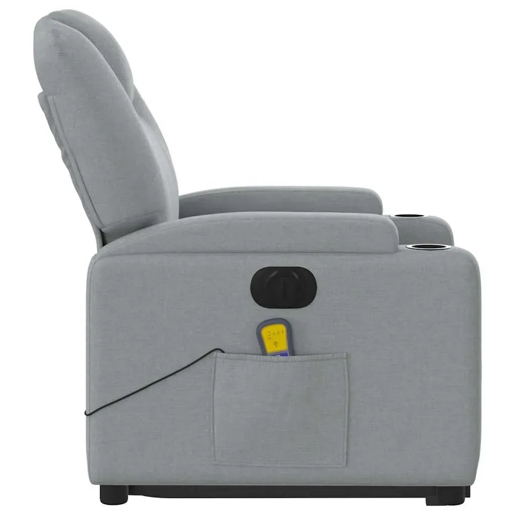 Electric Stand up Massage Recliner Chair Light Grey Fabric Price
