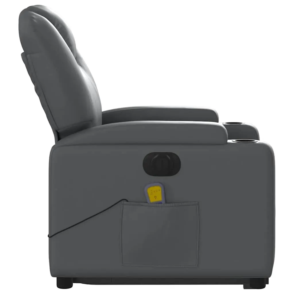 Electric Stand up Massage Recliner Chair Grey Faux Leather Price