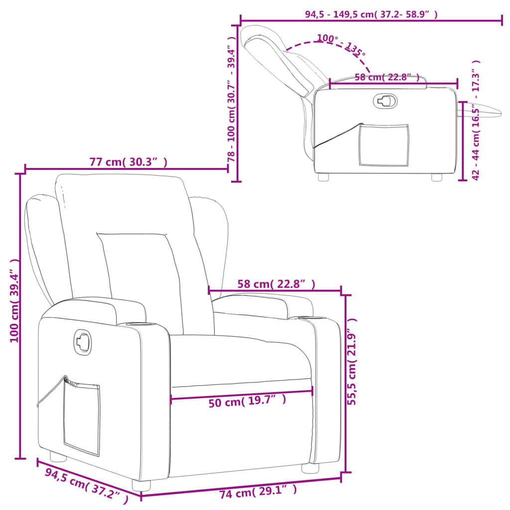 Recliner Chair Dark Grey Fabric Price