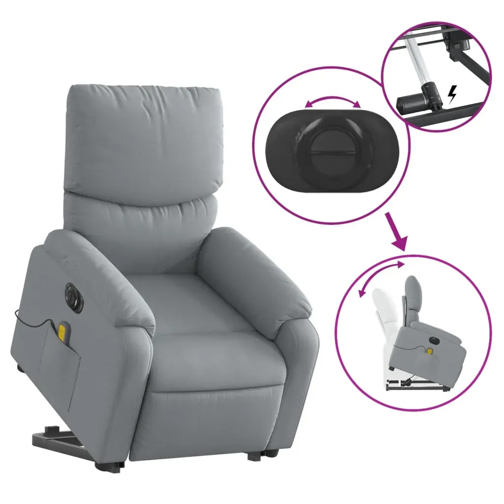 Electric Stand up Massage Recliner Chair Light Grey Fabric Price
