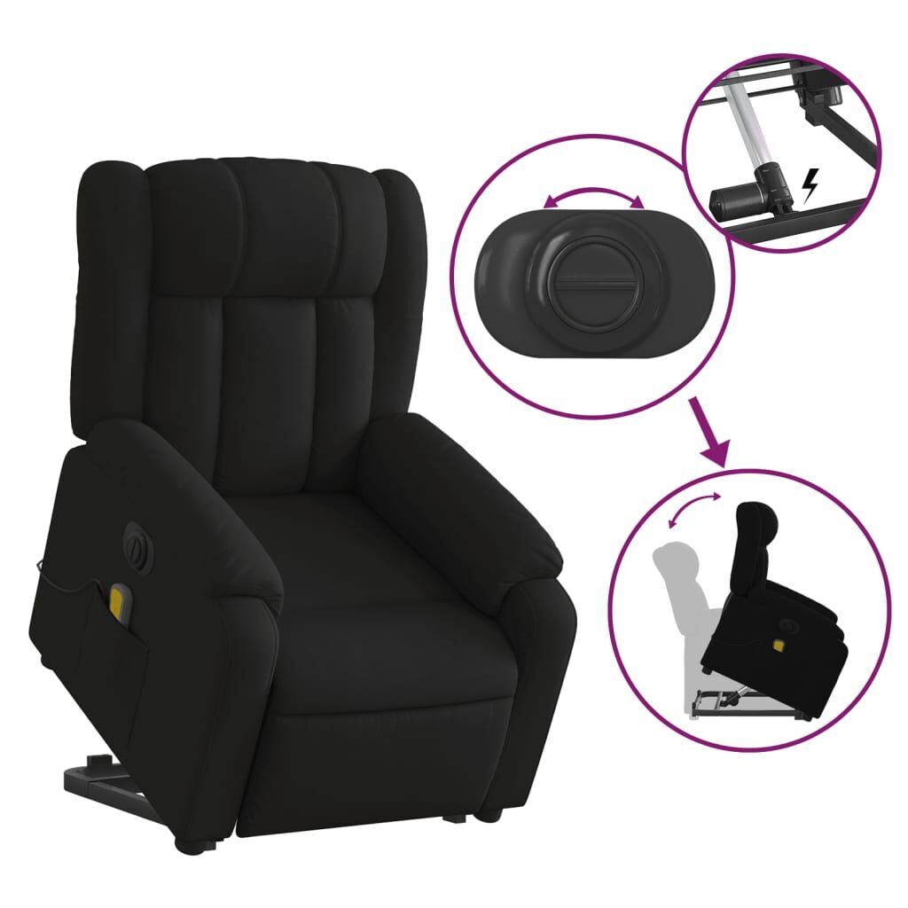 Electric Stand up Massage Recliner Chair Black Faux Leather Price