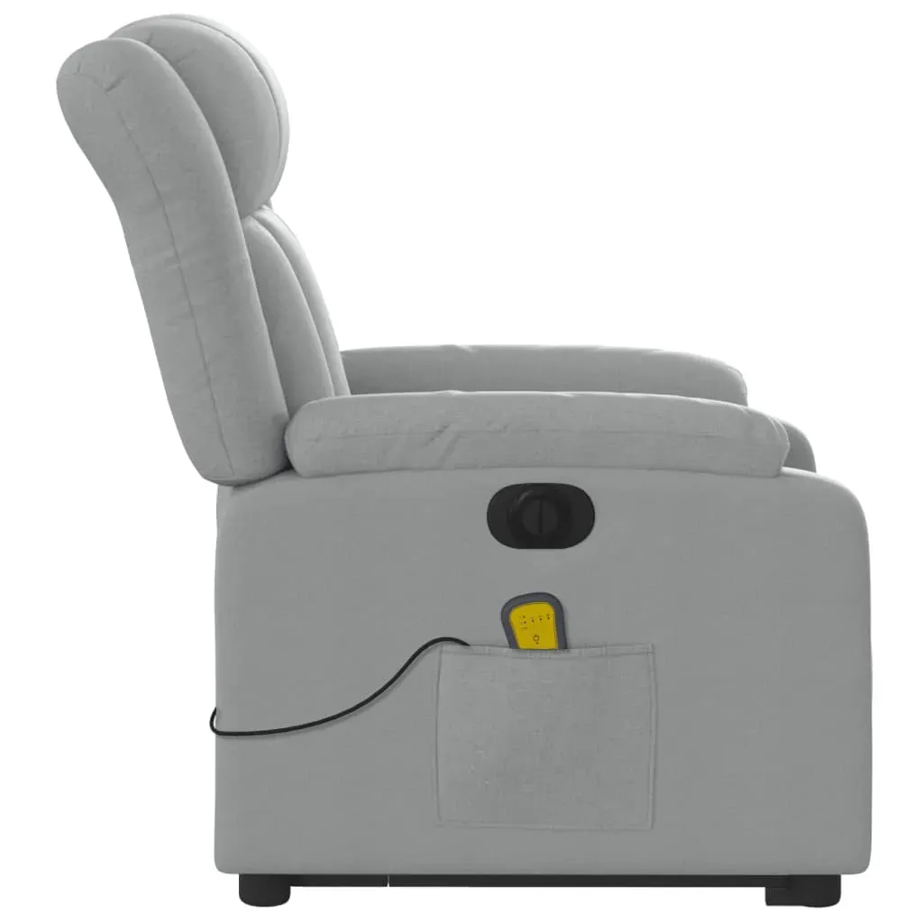 Electric Stand up Massage Recliner Chair Light Grey Fabric Price