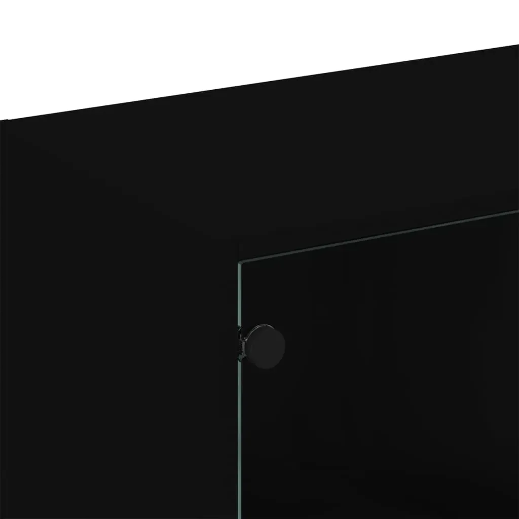 Bookcase with Doors Black 136x37x109 cm Engineered Wood Price