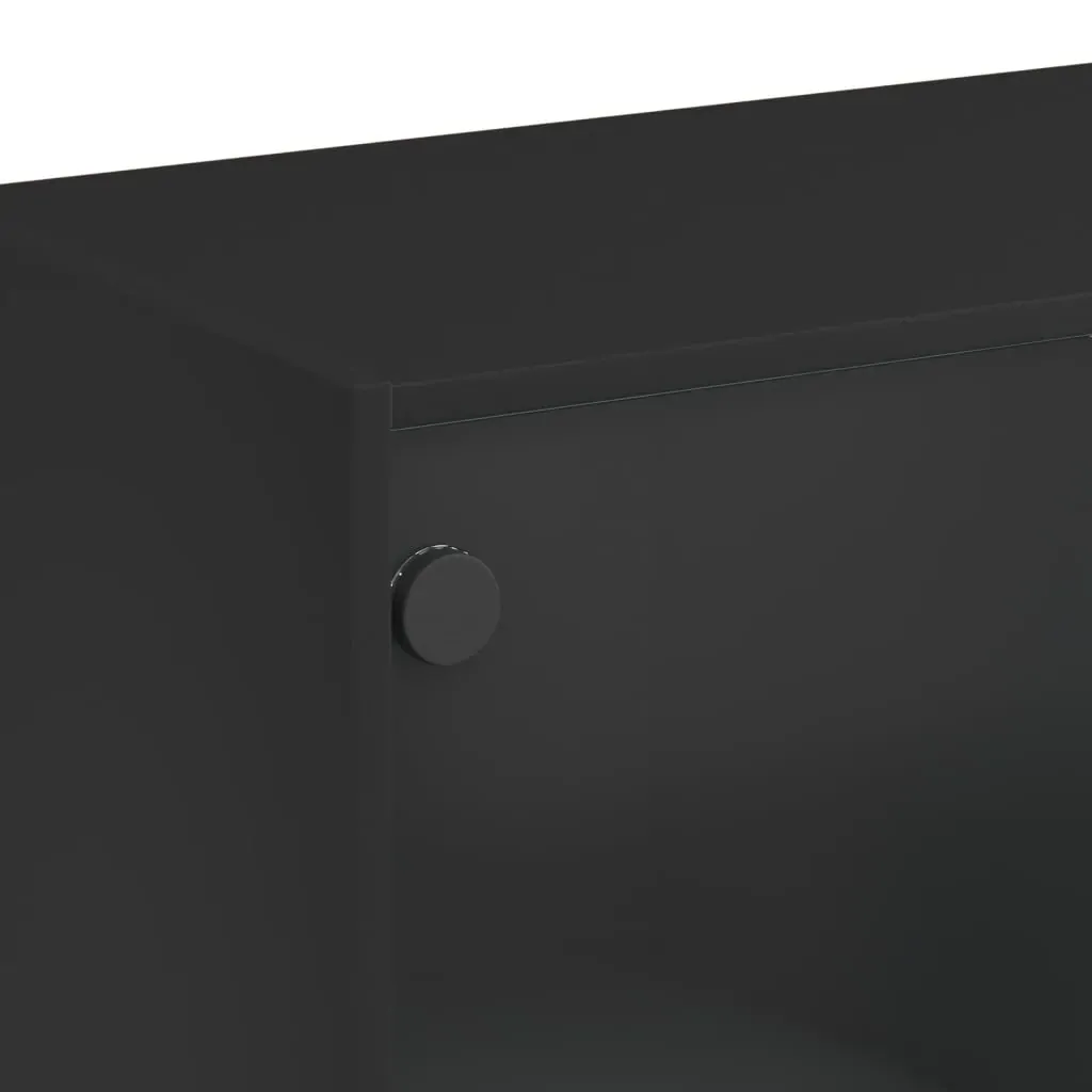 Bookcase with Doors Black 136x37x142 cm Engineered Wood Price