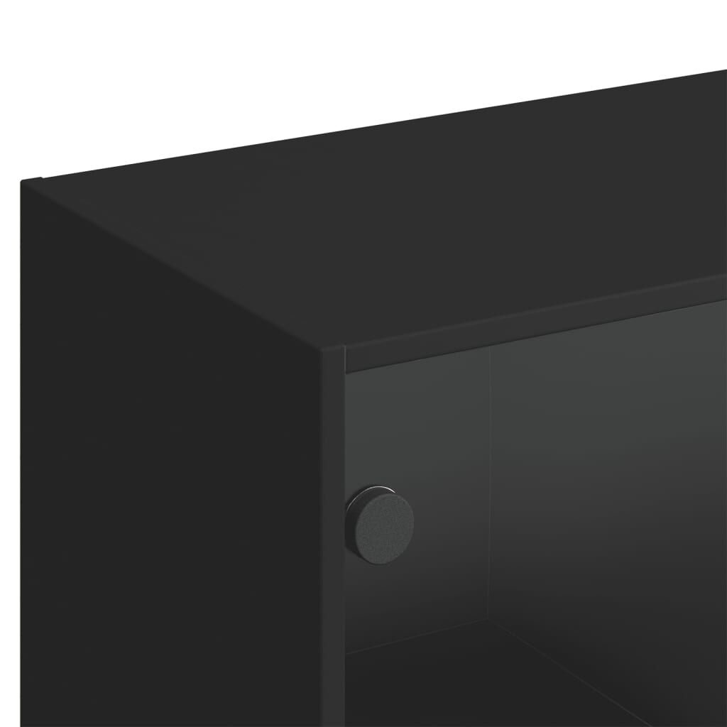Bookcase with Doors Black 136x37x142 cm Engineered Wood Price