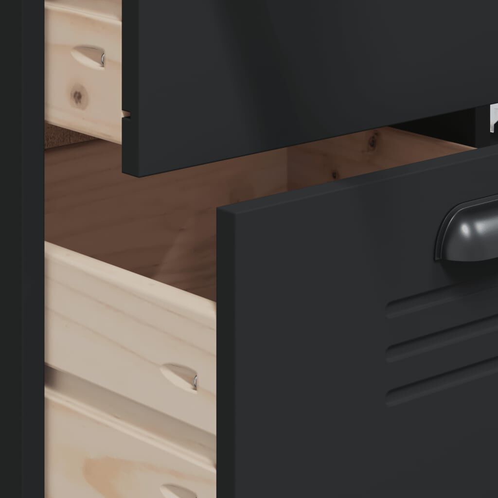 Highboard VIKEN Black 80x40x190 cm Solid Wood Pine Price
